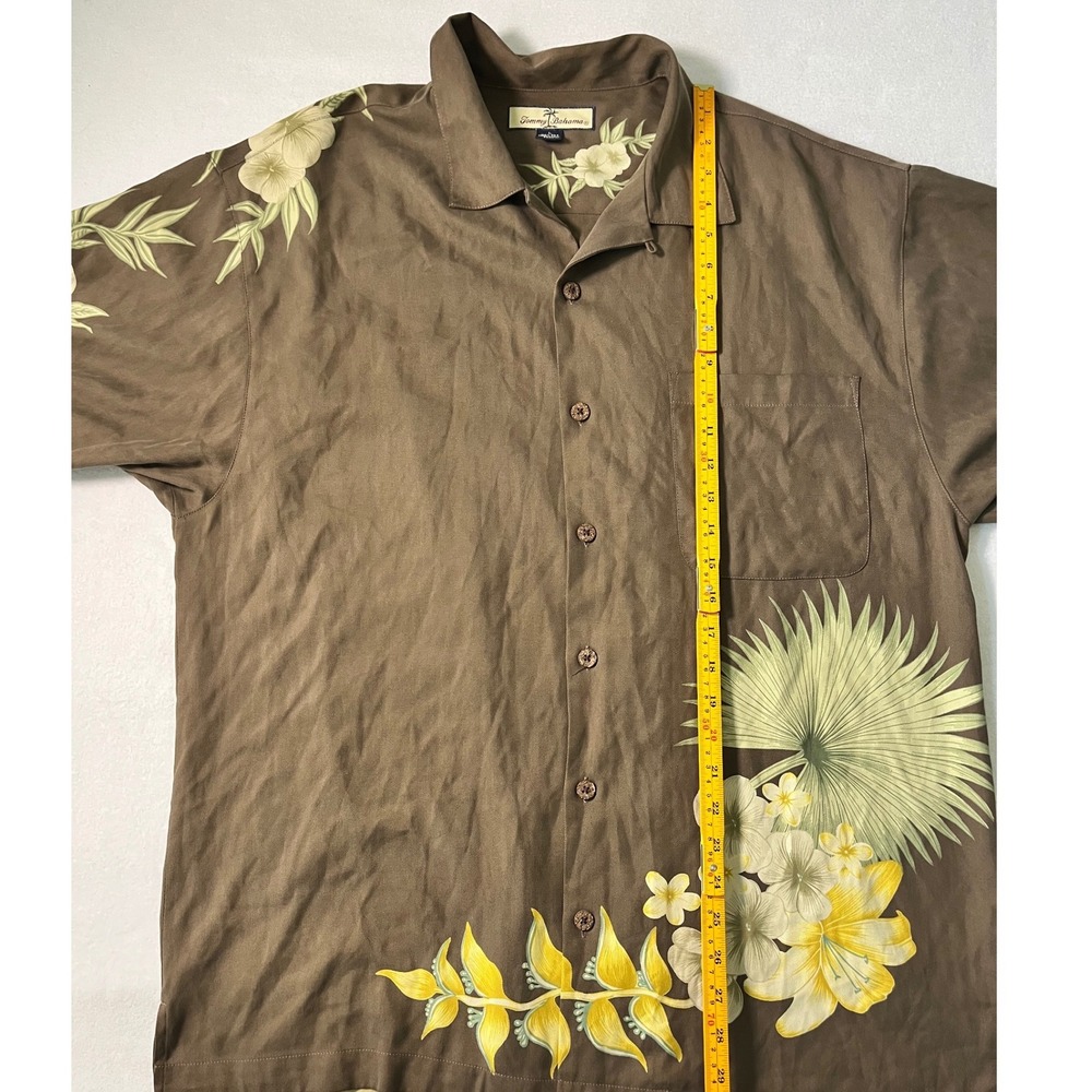 Tommy Bahama Mens Silk Floral Camp Shirt Brown Old Money Quiet Luxury Large - Picture 7 of 7